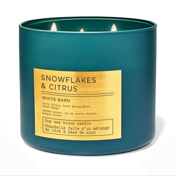 🛍BOGO 50% OFF🥭🍊🍋❄️🕯NWT‼️White Barn "Snowflakes & Citrus" 3-wick Candle - Picture 7 of 10